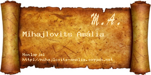 Mihajlovits Amália névjegykártya